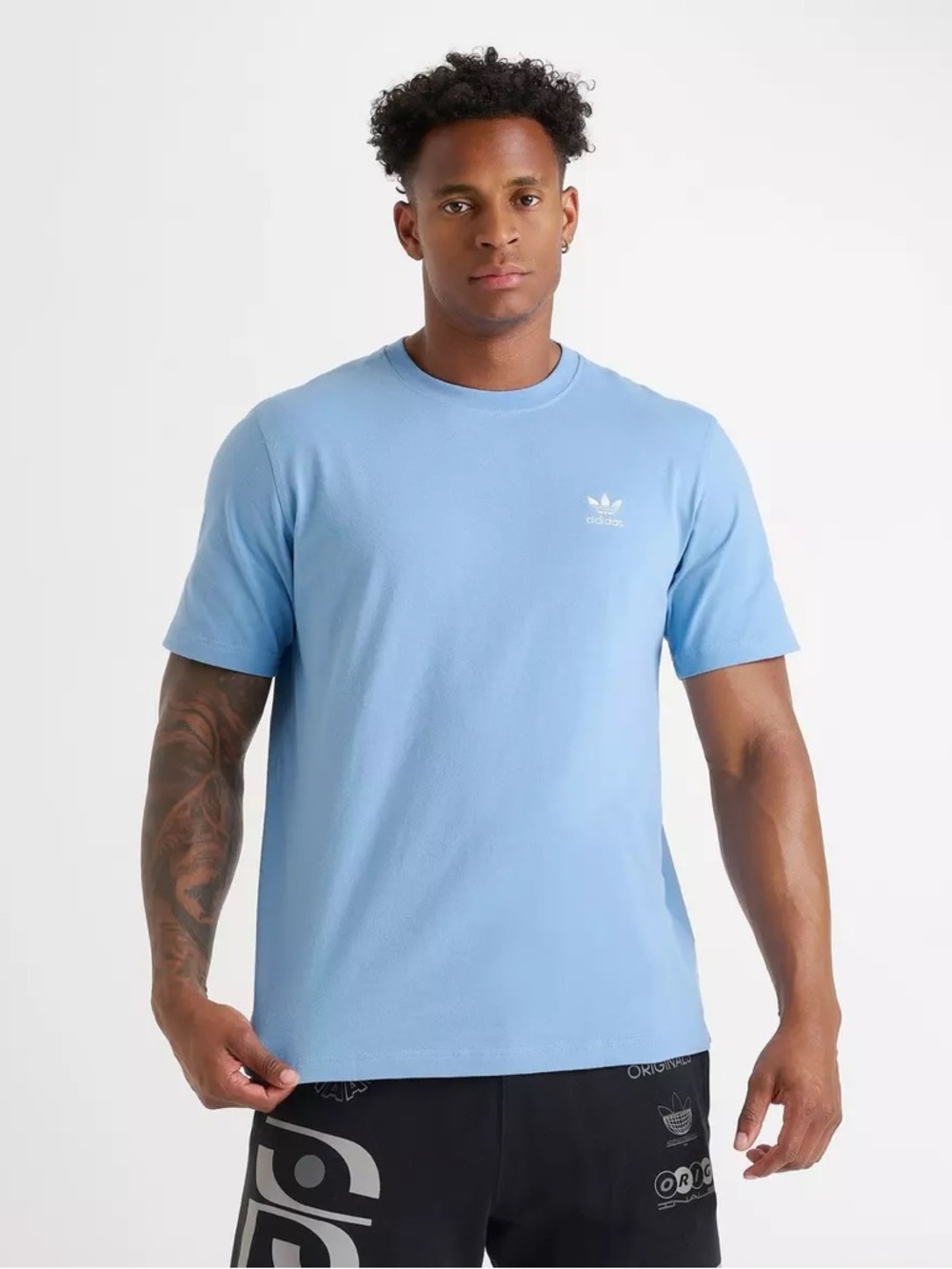 Adidas Originals Men's Medium Trefoil Tee T-Shirt - Ash Blue 100% COTTON - Picture 3 of 5